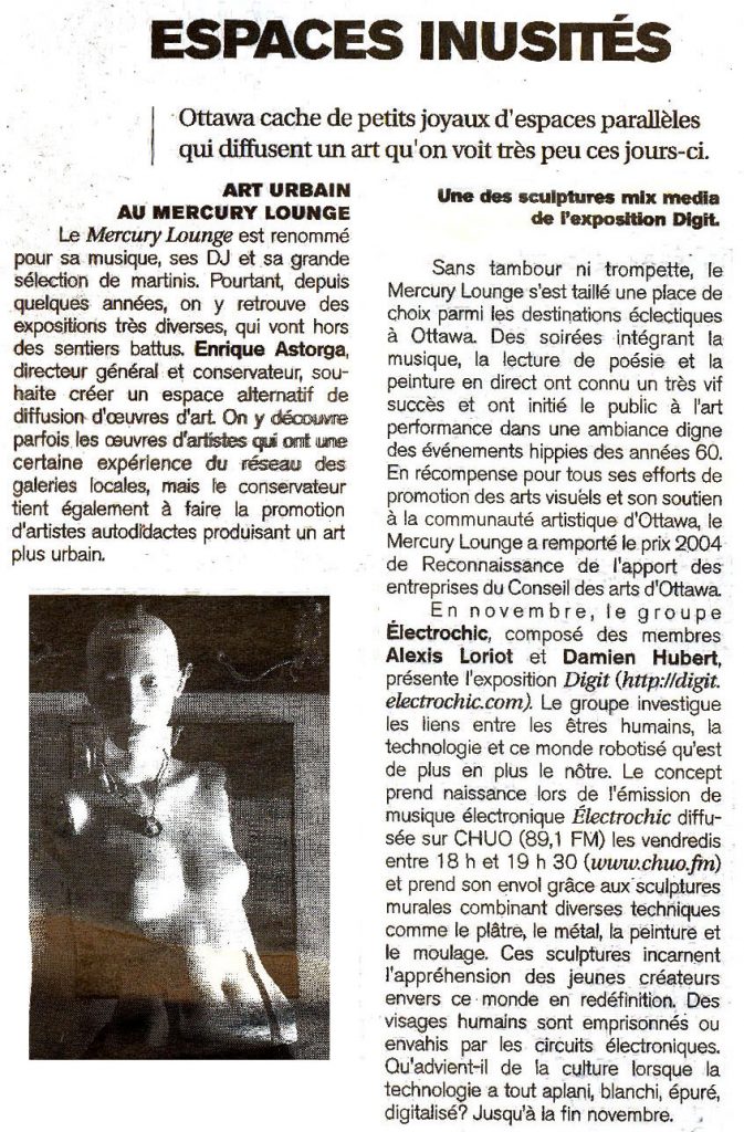 2004: Article sur l'exposition "Electrochic-Digit" paru dans Voir à Ottawa